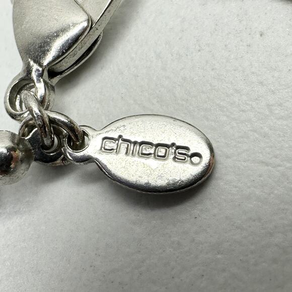 Chico's Multi Strand Black Beaded Silver Tone Statement Necklace ✨ - Picture 9 of 14